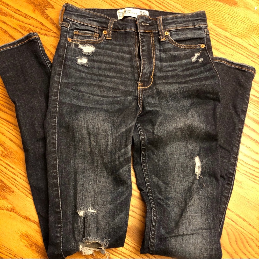 A&F distressed jeans super skinny high rise